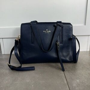 KATE SPADE Dominique navy pebbled leather satchel